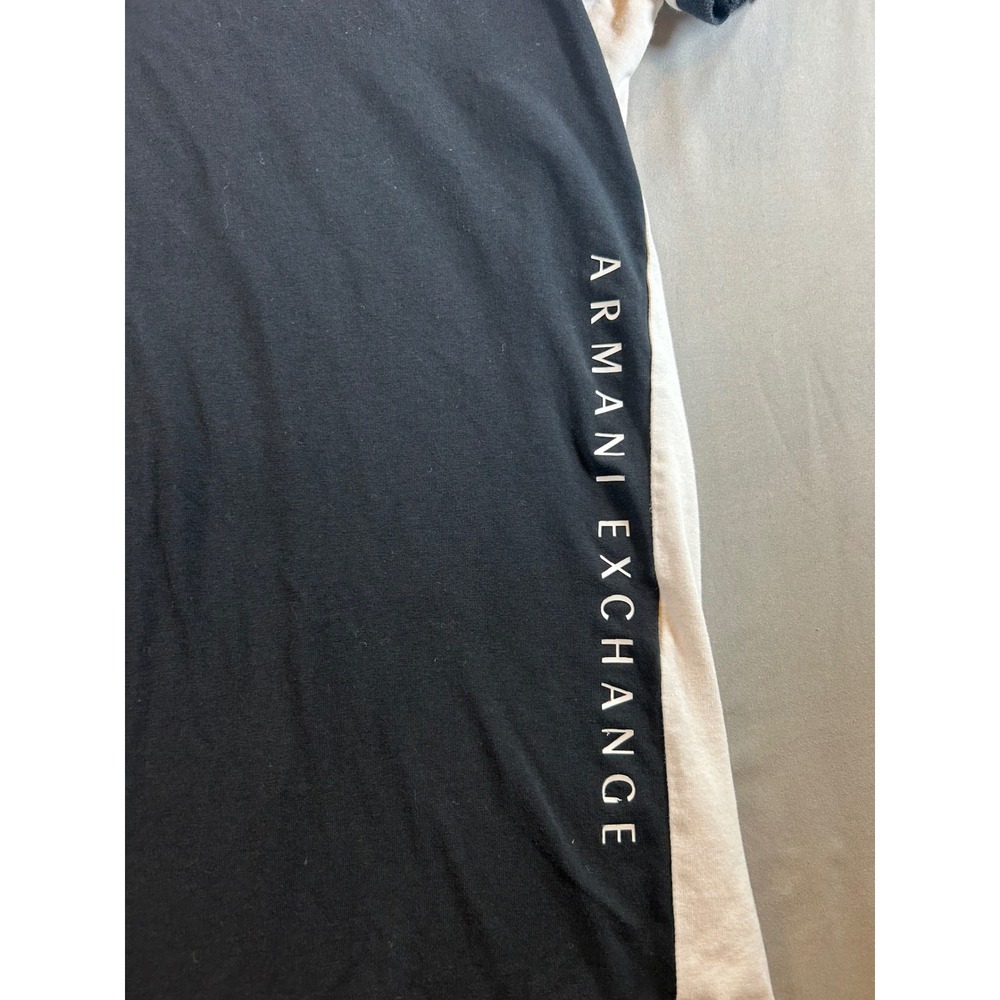 Armani Exchange Mens Colorblock Quarter Zip Polo Shirt Black White Logo Large - Picture 3 of 10